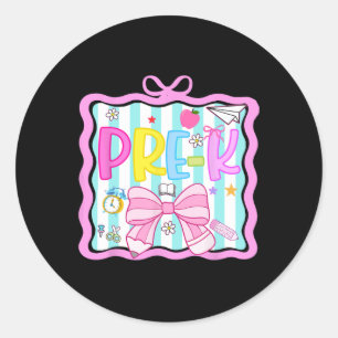 1st Day Of Pre-kindergarten Preppy Back To School  Classic Round Sticker
