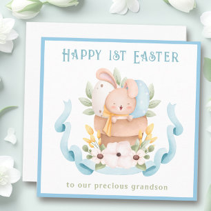 1st Easter card bunny grandson blue Easter card