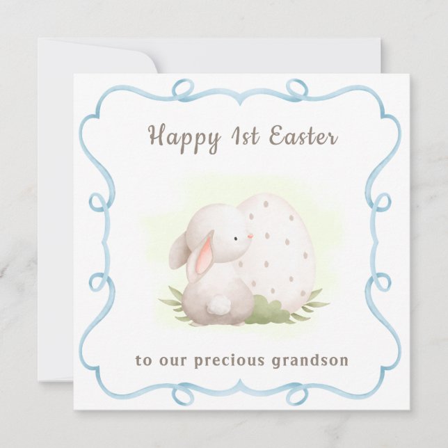 1st Easter card bunny, grandson Easter card (Front)