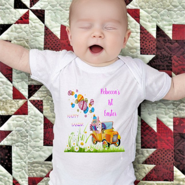 1st Easter Personalised Bunny delivers Easter Eggs Baby Bodysuit (Creator Uploaded)