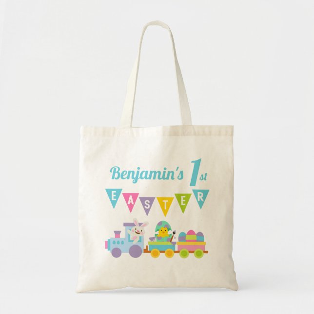 1st Easter Rabbit Blue Tote Bag (Front)