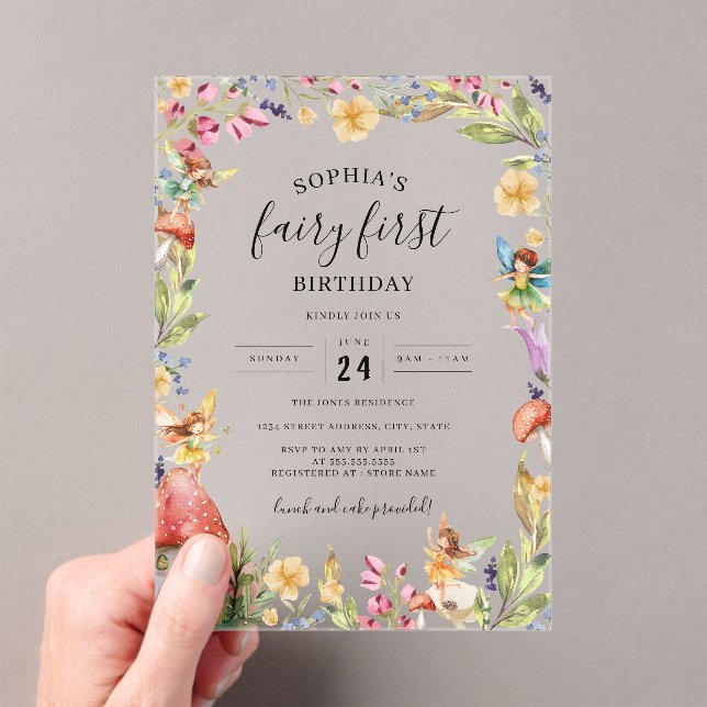 1st Fairy First Birthday Birthday  Acrylic Invitations (Insitu (Handheld))