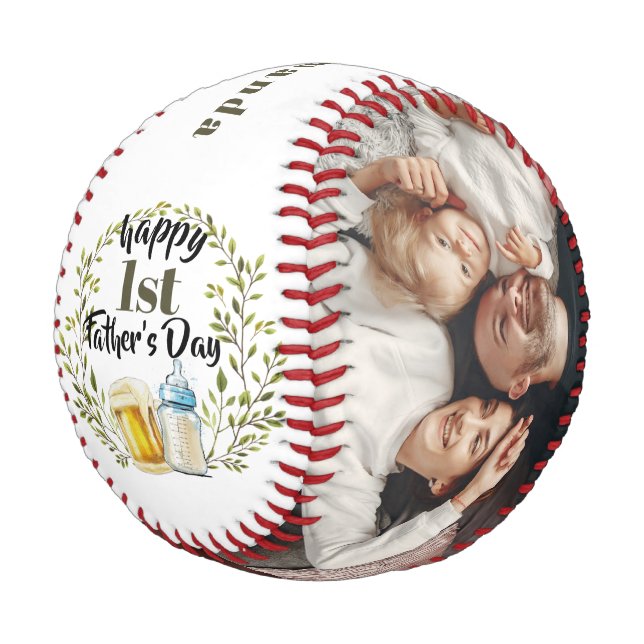 1st Father's Day custom Photo Baseball (Angled)
