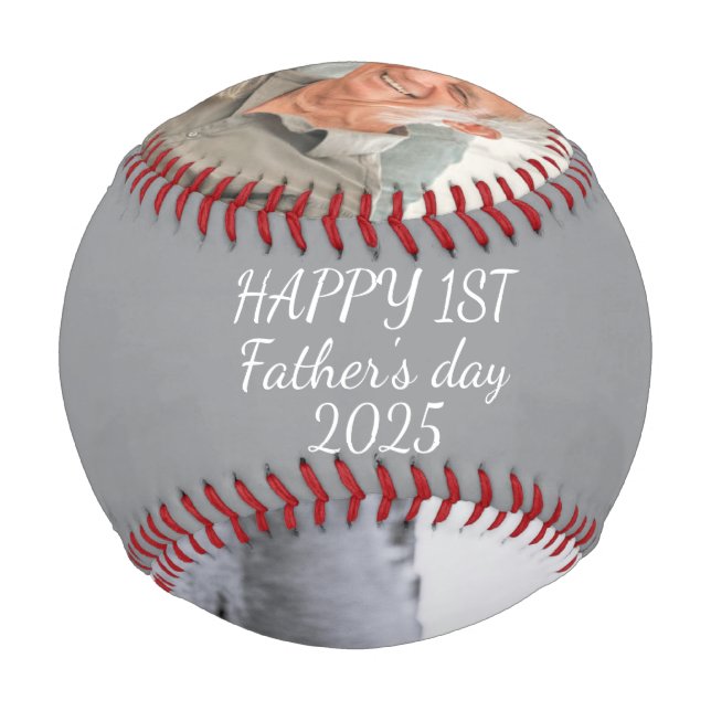 1st Father's Day Custom Photo Create Your Own Baseball (Back)