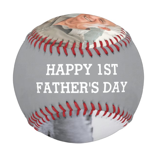 1st Father's Day Custom Photo Create Your Own Baseball (Back)