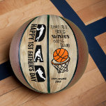 1st Fathers Day Dad Swishes Come True Personalised Basketball<br><div class="desc">Happy 1st Father's Day Dad Personalised Basketball. The design is lettered with "Happy 1st Father's Day Dad .. May all your swishes come true" and the template is ready for you to personalise. The typography is decorated with basketball player silhouettes and a basketball in the net. Designed to stand with...</div>