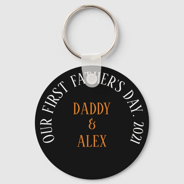 1st Fathers Day Gift, Personalised Dad Keychain, Key Ring (Front)