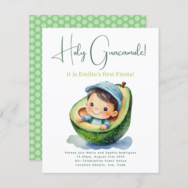 1st Fiesta Birthday For a BOY Avocado BUDGET (Front/Back)