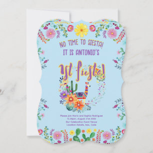 1st Fiesta Birthday For a BOY Folkart Floral 5x7 Invitation