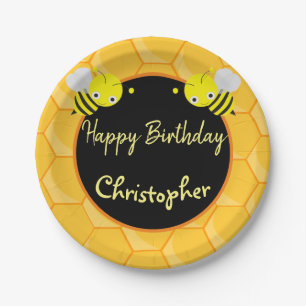 1st First Birthday Bee Day Name Paper Plate