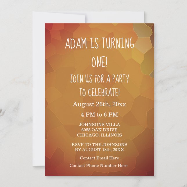 1st First Birthday Custom Golden Terracotta 2024 Invitation (Front)