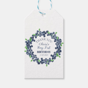 1st First Birthday Party Blueberry Baby Girl Gift Tags