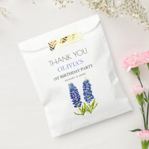 1st First Birthday Party Bluebonnets Baby Girl Favour Bag