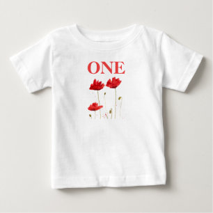 1st First Birthday Party Poppies Baby Girl T-Shirt