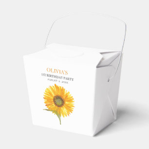 1st First Birthday Party Sunflower Baby Girl Favour Box