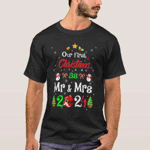 1st First Christmas As Mr And Mrs 2024 Couples Wif T-Shirt
