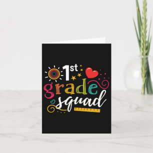 1st First Grade Squad Student Teacher Gift Back To Card