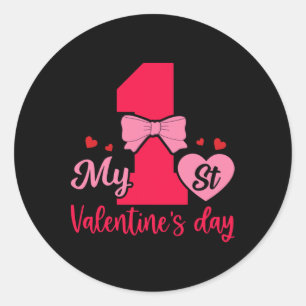 1st First Valentine Days Heart Chocolate Loving Ro Classic Round Sticker