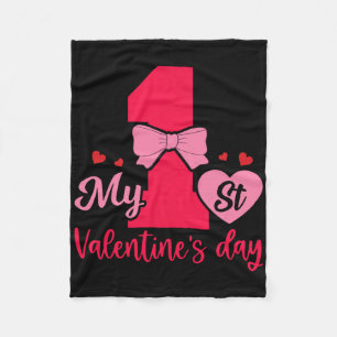 1st First Valentine Days Heart Chocolate Loving Ro Fleece Blanket