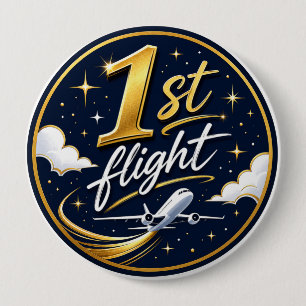 1st flight aeroplane 10 cm round badge