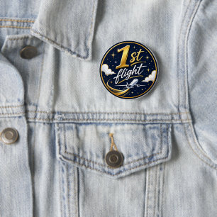 1st flight aeroplane 6 cm round badge