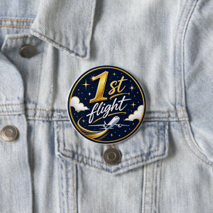 1st flight aeroplane 7.5 cm round badge