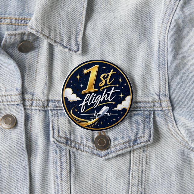 1st flight aeroplane  7.5 cm round badge (In Situ)