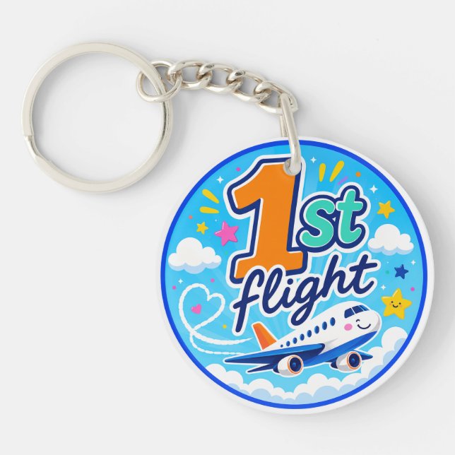 1st flight colourful aeroplane souvenir key ring (Front)