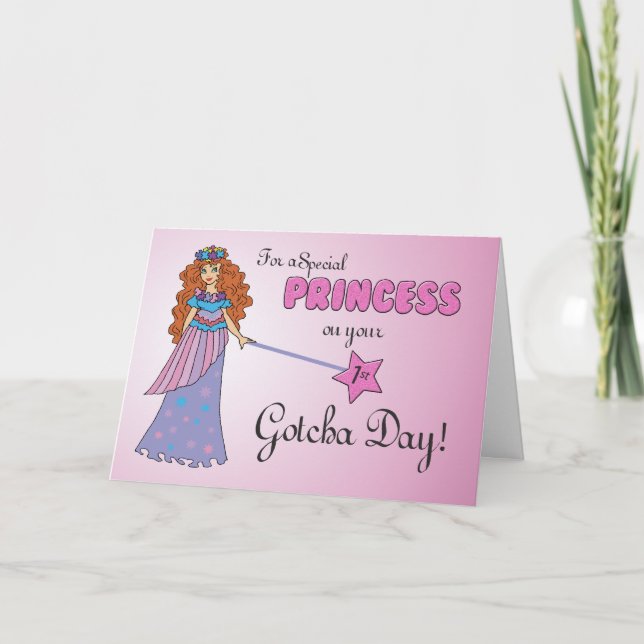 1st Gotcha Day, Adoption Anniversary Princess Card (Front)