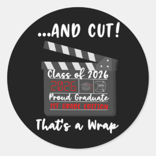 1st Grade 2026 Last Day End Of School Graduation F Classic Round Sticker