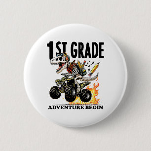 1st Grade Adventure Begin Back To School Boys T-re 6 Cm Round Badge