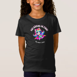 1st grade anime unicorn girl quote black pink T-Shirt