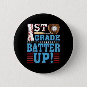 1st Grade Back To School 1st Grade Batter Up Baseb 6 Cm Round Badge