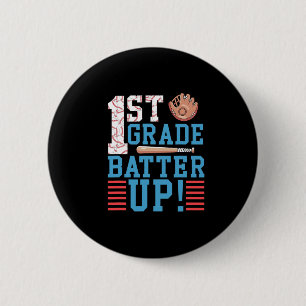 1st Grade Back To School 1st Grade Batter Up Baseb 6 Cm Round Badge