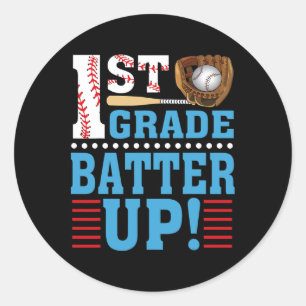 1st Grade Back To School 1st Grade Batter Up Baseb Classic Round Sticker