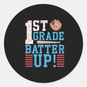 1st Grade Back To School 1st Grade Batter Up Baseb Classic Round Sticker