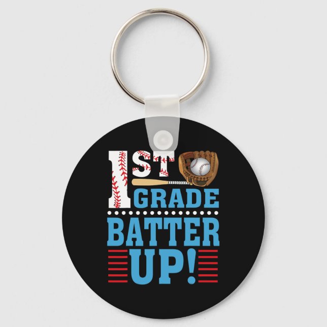 1st Grade Back To School 1st Grade Batter Up Baseb Key Ring (Front)