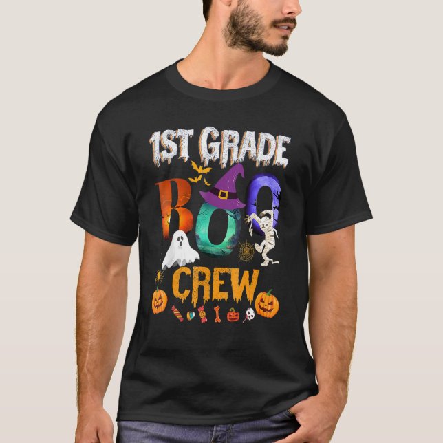 1st Grade Boo Crew Teacher Student  Halloween Cost T-Shirt (Front)