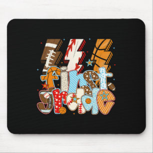 1st Grade Boys Lightning Bolt Footll Sell Sketll  Mouse Pad