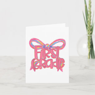 1st Grade Coquette Bow Back To School First Grade Card