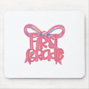 1st Grade Coquette Bow Back To School First Grade  Mouse Pad