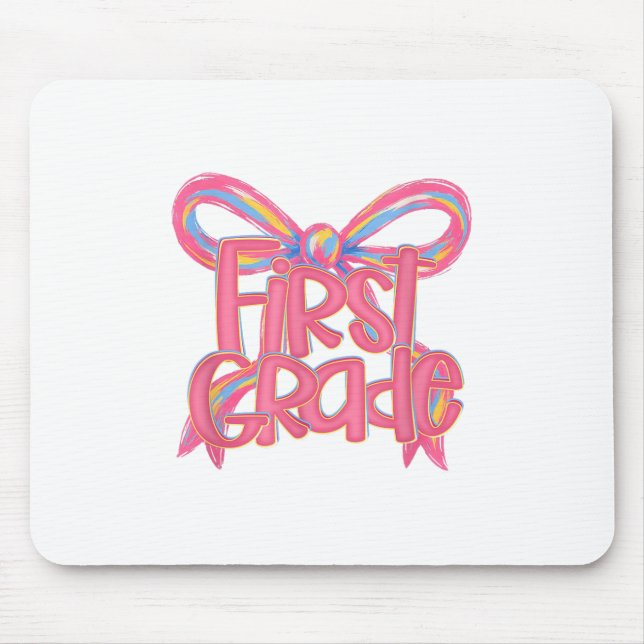 1st Grade Coquette Bow Back To School First Grade  Mouse Pad (Front)