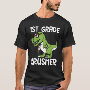 1st Grade Crusher Back To School Rex Dinosaur Stud T-Shirt