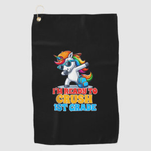 1st Grade Dabbing Unicorn I'm Ready To Crush First Golf Towel