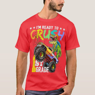 1st Grade Dinosaur Monster Truck Back To School Bo T-Shirt