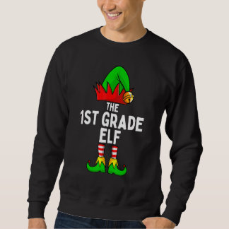 1st Grade Elf Matching Family Christmas Kids Girls Sweatshirt