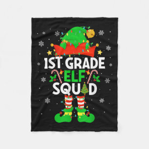 1st Grade Elf Squad Christmas First Grade Christma Fleece Blanket