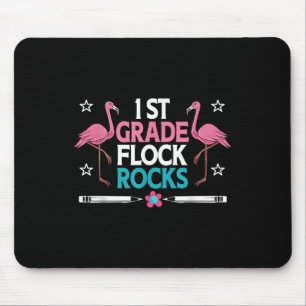 1st Grade Flock Rocks Flamingo Teacher Student Kid Mouse Pad