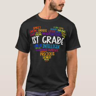 1st Grade Heart Back To School Word Cloud Students T-Shirt