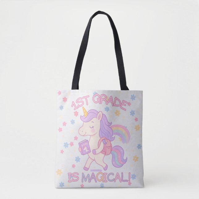 1st Grade is Magical Back to School Unicorn Pastel Tote Bag (Front)